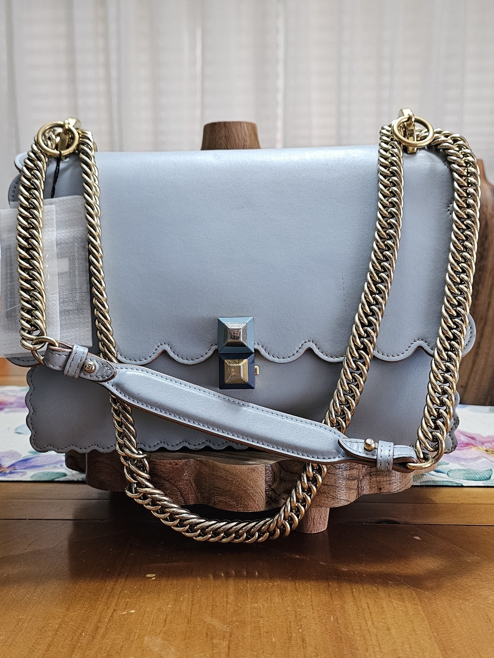 FENDI Kan I Baby Blue Leathet Shoulder/Crossbody Bag - AUTHENTIC